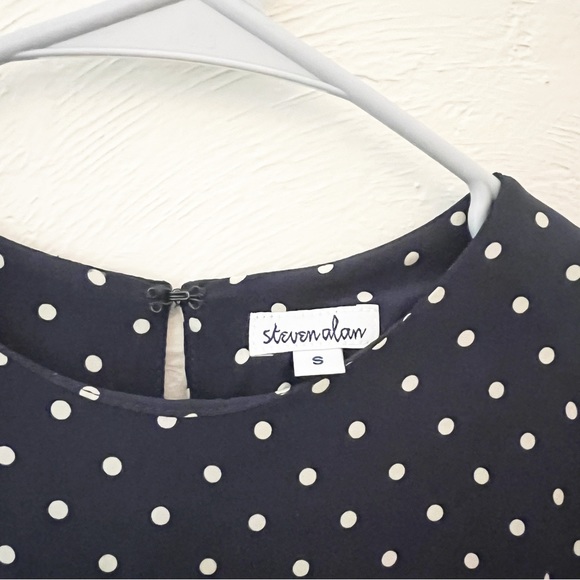 Steven Alan Julieta Peplum Silk Dress Polka Dot Navy Sz S - Picture 5 of 7